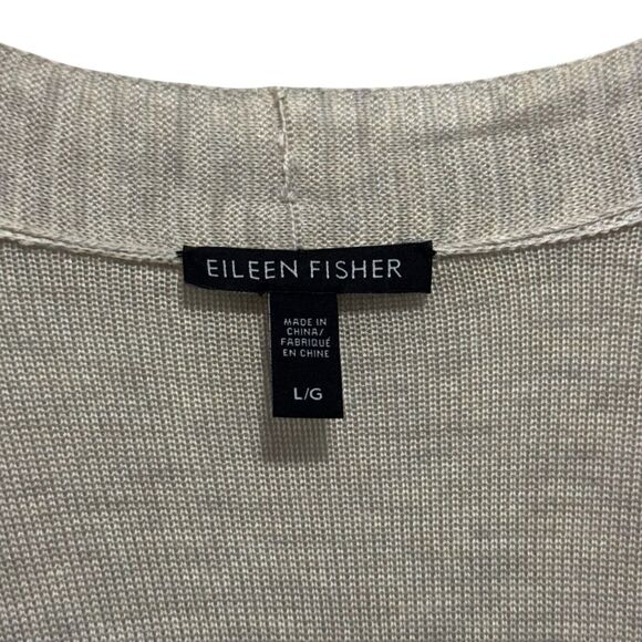 Eileen Fisher Merino Wool Blend Open Cardigan Sweater System in Cream - Size L - Picture 7 of 8